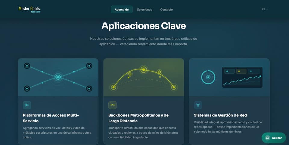Detalle de soluciones — Master Goods Telecom