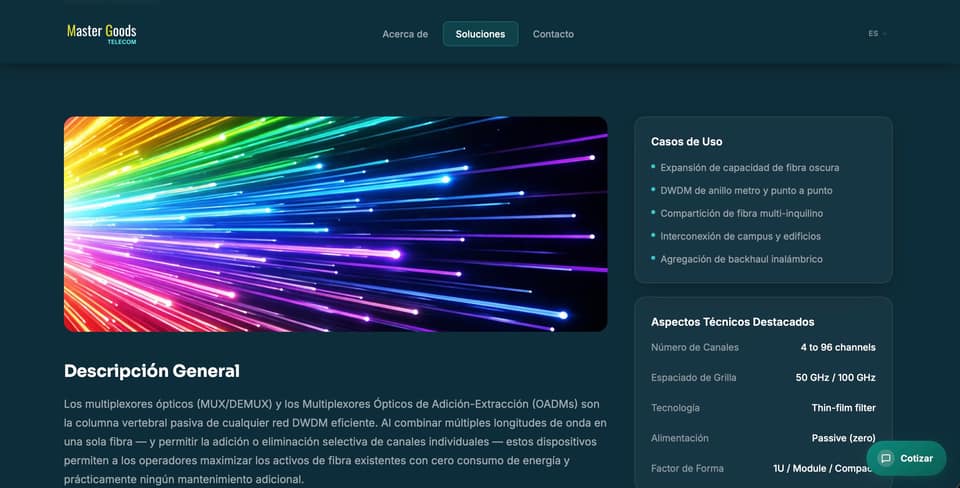 Detalle de soluciones — Master Goods Telecom